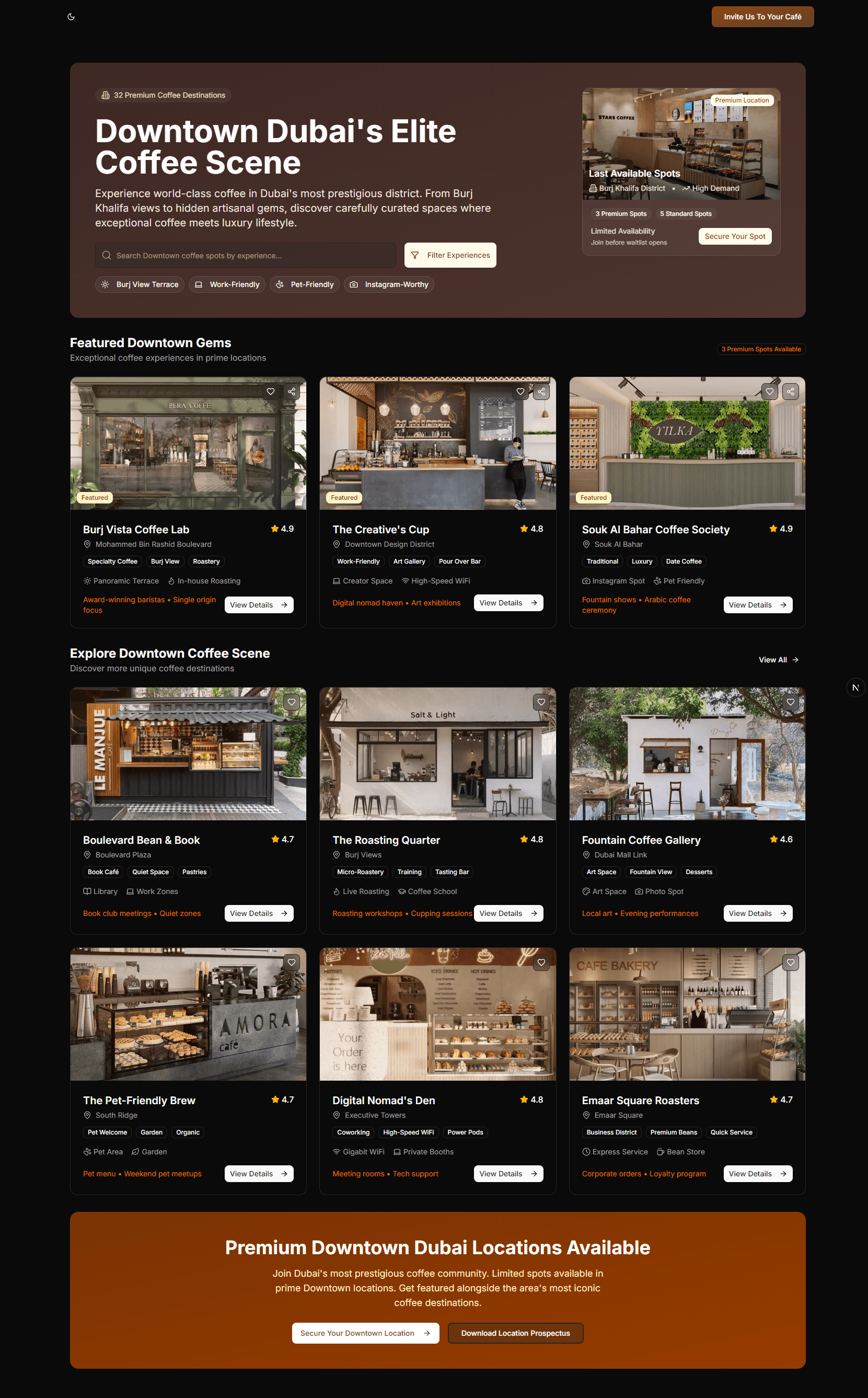 Downtown coffee shop showcase